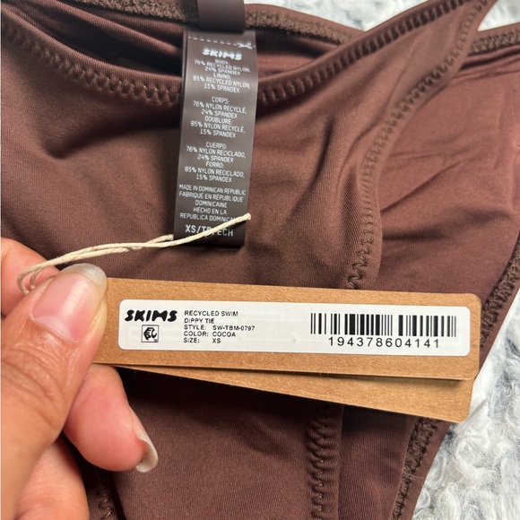 SKIMS Dippy Tie-Side Bikini Bottom  Cocoa NWT - Picture 6 of 7